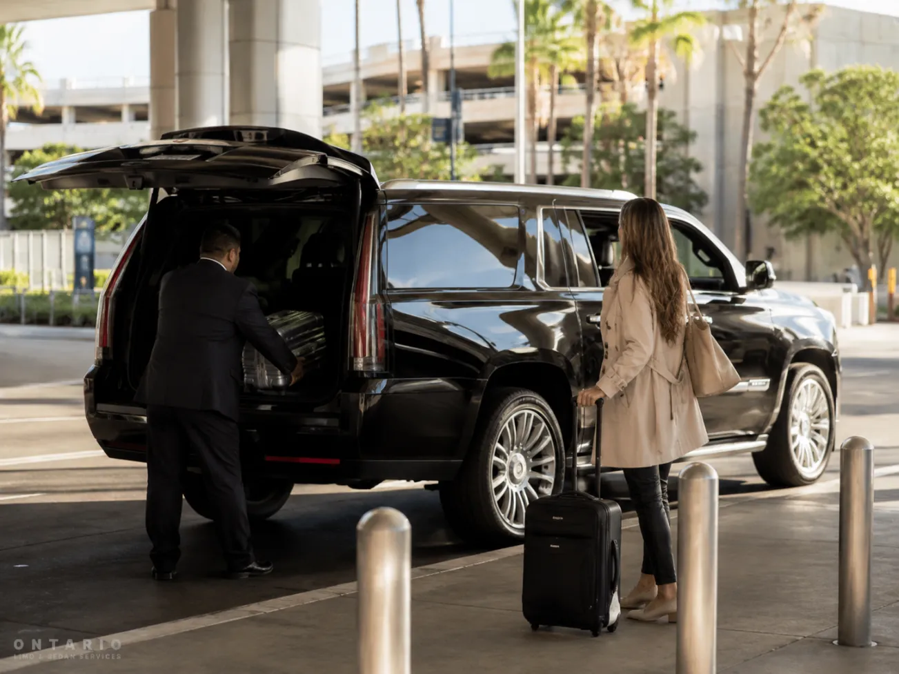 Black Cadillac Escalade for Ontario Airport to Rancho Cucamonga private transportation